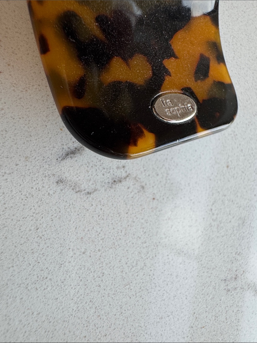 Lia Sophia Tortoise Resin Cuff Bracelet with Crystal Art Deco Accent - Picture 3 of 6